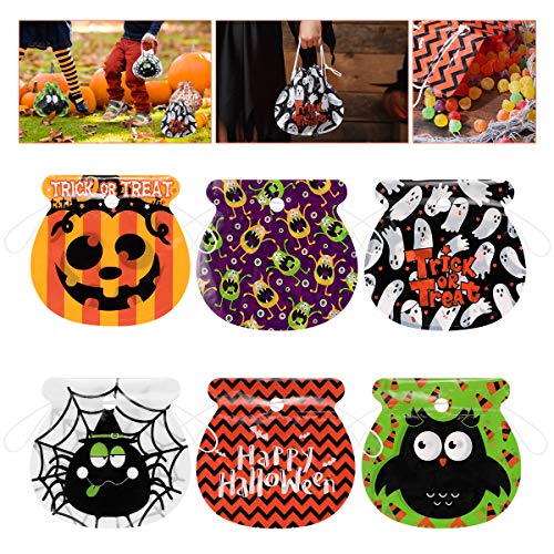 Amosfun Bolsas de Dulces con cordón de Halloween Bolsas de Regalo con Truco o Trato Bolsas de Cordones para niños, niñas y niños Favores de la Fiesta de Halloween Suministros 72PCS