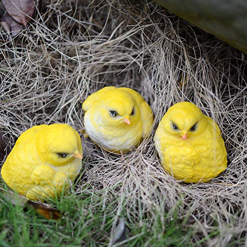 Amosfun - Estatuas de Pollo, 3 Unidades, diseño de Pollitos Amarillos, Adorno de césped, Regalo de Pascua, decoración de Fiesta de Pascua, decoración de jardín al Aire Libre