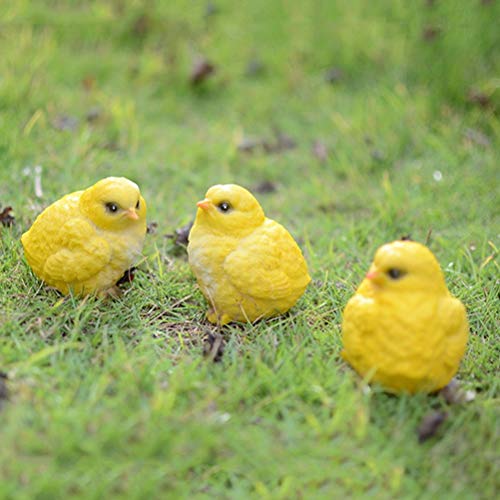 Amosfun - Estatuas de Pollo, 3 Unidades, diseño de Pollitos Amarillos, Adorno de césped, Regalo de Pascua, decoración de Fiesta de Pascua, decoración de jardín al Aire Libre