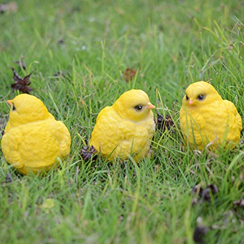 Amosfun - Estatuas de Pollo, 3 Unidades, diseño de Pollitos Amarillos, Adorno de césped, Regalo de Pascua, decoración de Fiesta de Pascua, decoración de jardín al Aire Libre