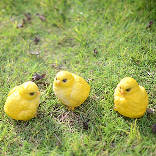 Amosfun - Estatuas de Pollo, 3 Unidades, diseño de Pollitos Amarillos, Adorno de césped, Regalo de Pascua, decoración de Fiesta de Pascua, decoración de jardín al Aire Libre