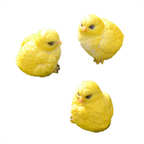 Amosfun - Estatuas de Pollo, 3 Unidades, diseño de Pollitos Amarillos, Adorno de césped, Regalo de Pascua, decoración de Fiesta de Pascua, decoración de jardín al Aire Libre