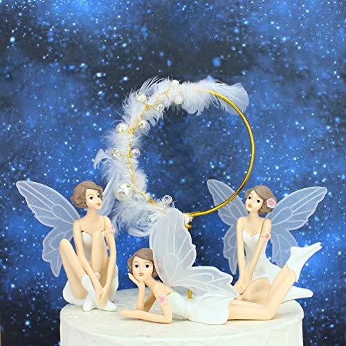 Amosfun - Figuras decorativas para tarta de princesa, 3 unidades, diseño de hadas, para decoración de tartas de cumpleaños, bodas
