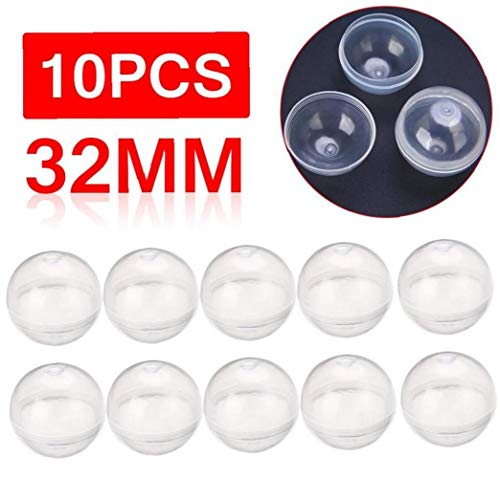 Amoyer 10pcs Transparente de plástico vacía Ronda Toy Cápsulas 1.2inch 32 mm de diámetro para el Regalo de los niños por Tocar el balón Máquina expendedora