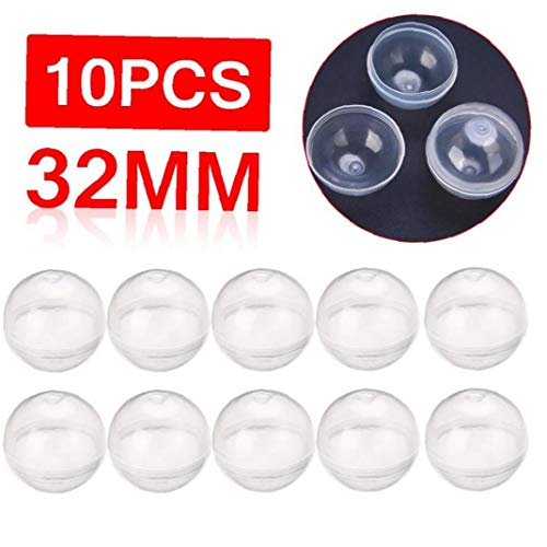 Amoyer 10pcs Transparente de plástico vacía Ronda Toy Cápsulas 1.2inch 32 mm de diámetro para el Regalo de los niños por Tocar el balón Máquina expendedora