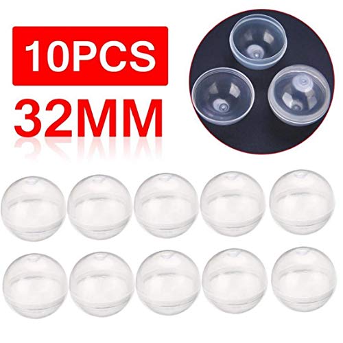 Amoyer 10pcs Transparente De Plástico Vacía Ronda Toy Cápsulas para La Bola del Partido del Acontecimiento De La Máquina Expendedora De 1,2" De Diámetro De 32 Mm