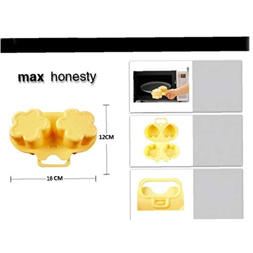 Amoyer Microondas para cocinar Huevos Flor del corazón en Forma de Huevo Gadgets de Cocina de Silicona Huevos fritos Horno (+ Flores del corazón, Amarillo)