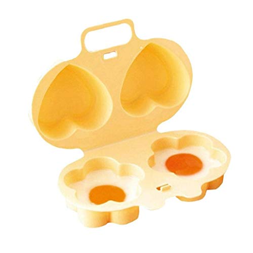 Amoyer Microondas para cocinar Huevos Flor del corazón en Forma de Huevo Gadgets de Cocina de Silicona Huevos fritos Horno (+ Flores del corazón, Amarillo)