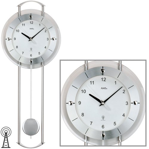 AMS Reloj de pared 5254 Radio con colgante cristal mineral aluminio frontal maduro