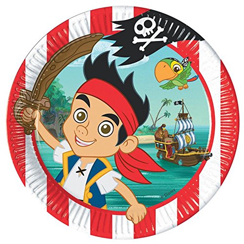 Amscan 80682 - Plato con diseño de Jake y los Piratas (23 cm, 8 unidades)