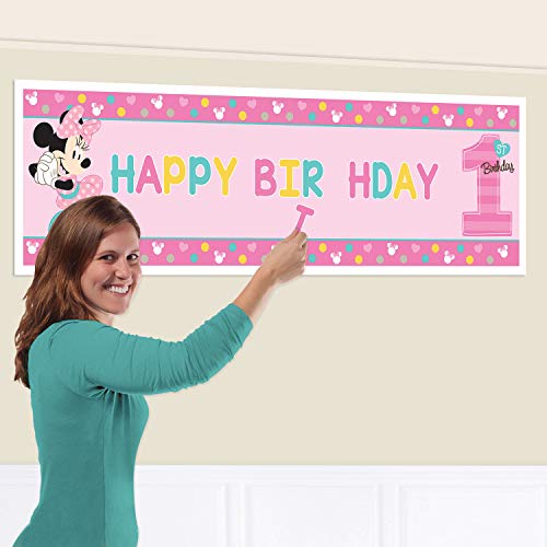 Amscan International- Adornos, Color minnie fun one pl gnt pers banner (120244)