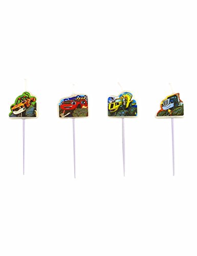 Amscan– Juego de 4 velas Pics Blaze y Les Monster Machine, 9901364, multicolor