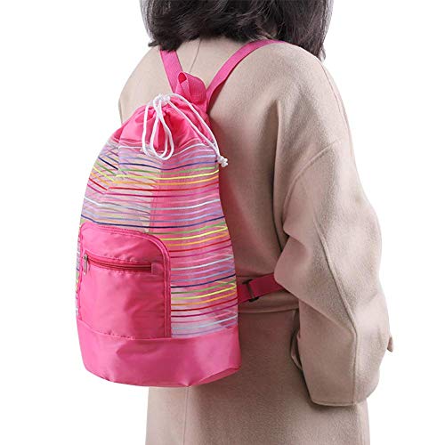 Amusingtao Organizador Ligero Picnic Bolsa Portátil Grande Comestibles Mochila Tela Oxford Infantil Plegable Natación Juguete Almacenaje a Rayas - como Imagen Show, Backpack