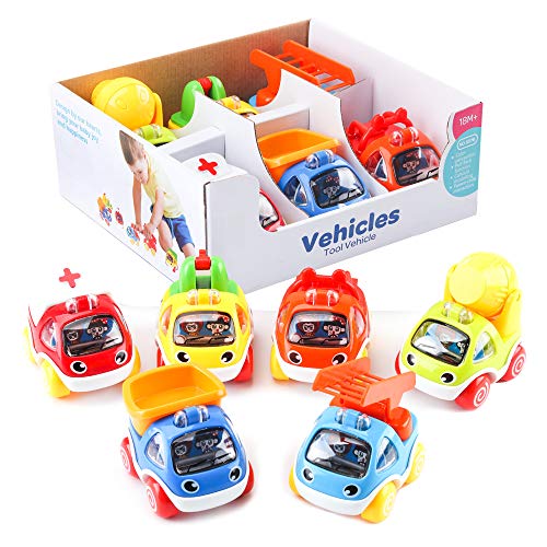 Amy & Benton Juguete Coches,Vehículos Camiones De Juguete, 6PCS Tire hacia Atrás el Coche de Juguetes para Niños Niñas