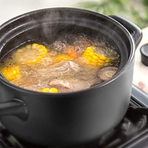 AMYZ Olla de cerámica para Sopa,cazuela Redonda de 5 Cuartos,Olla de estofado Saludable a Prueba de Calor,Olla de Barro,Olla de Caldo,4,8 litros Adecuada para 4 a 8 Personas,para cocer a Fuego le