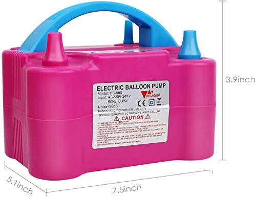 Amzdeal Inflador globo electrico para inflar globos hinchador globos electrico para fiestas 600W Alta potencia, Color rosado