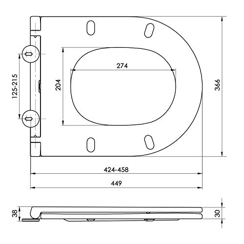 Amzdeal Tapa y Asiento para inodoro, Tapa de WC con Cierre Suave, Tapa de Inodoro de Diseño Ergonómico, Tapa de Asiento con Desmontaje Rápido/U-Forma Duroplast