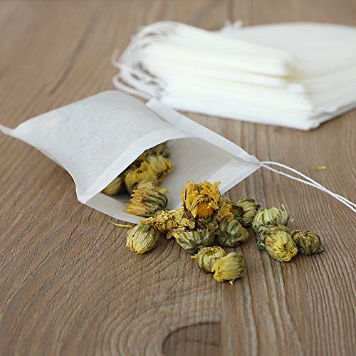 anaoo 400pcs Bolsas de Té Desechables Bolsitas Té de Papel Filtros para el Té de Hojas Bolsas para infusione con Cierre de cordón, Material Total Seguro y Resistente, 9 * 7 cm Blanco