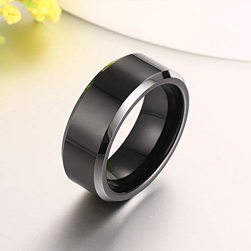 AnazoZ 1 Par Anillos Compromiso Pareja Anillos Tungsteno Parejas Negro Oro Rosa Anillo Redondo Tirado Talla Mujer 17 + Hombre 25