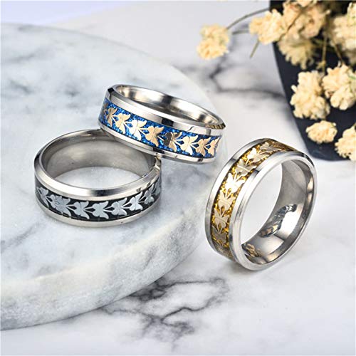 AnazoZ Anillos Pareja Acero Inoxidable Mariposa Anillos Boda Mujer Negro Plata Anillo Talla 22