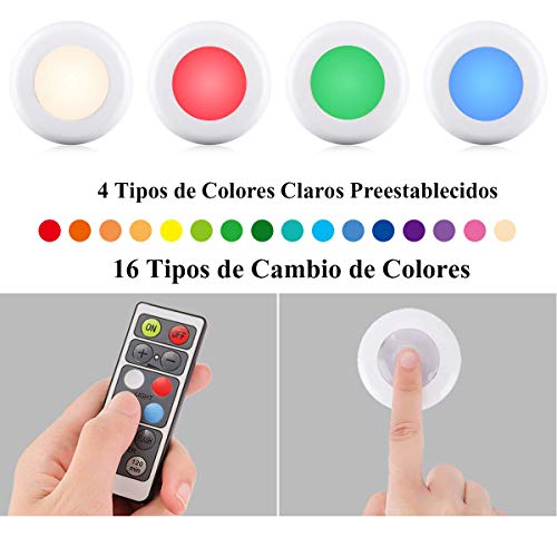 AndThere Luces LED Nocturna de Armario Inalámbrica Luces LED de Noche con Control Remoto Lámpara LED de Cocina para Debajo del Gabinete Habitación Pasillos Escaleras Vitrina Cocina Garaje