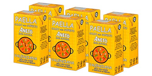 Aneto 100% Natural - Caldo para Paella Valenciana- caja de 6 unidades de 1 litro