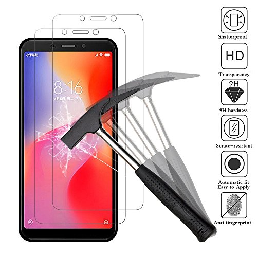 ANEWSIR [2 Pack Protector de Pantalla para Xiaomi Redmi 6 / Xiaomi Redmi 6A, Cristal Templado, Vidrio Templado película Protectora [Ultra-Transparente] [Resistente a Arañazos].