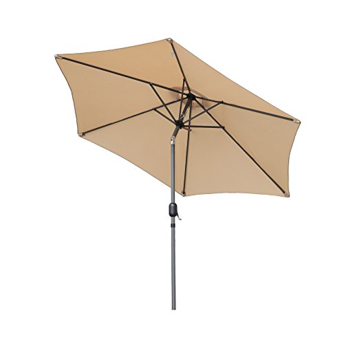 Angel Living 270cm Parasol de Jardín Sombrilla de Aluminio con Mecanismo de Inclinación Sombrilla con Mástil de Aluminio de 38mm para Jardín Patio Playa (Beige)