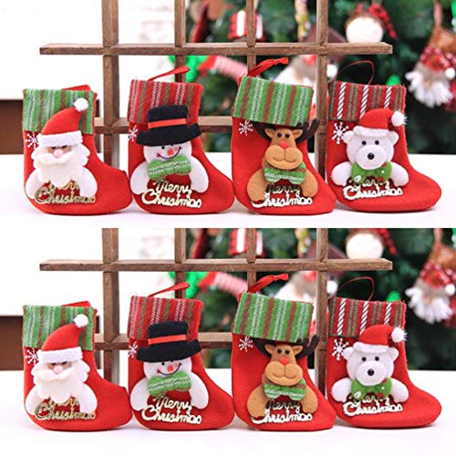 Angoily Mini Medias de Navidad Patrón de Muñeco de Nieve Bolsa de Regalo de Dulces Titulares de Cubiertos Árbol de Navidad Decoraciones Colgantes para La Fiesta de Navidad Cena