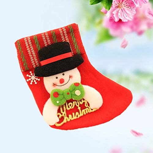 Angoily Mini Medias de Navidad Patrón de Muñeco de Nieve Bolsa de Regalo de Dulces Titulares de Cubiertos Árbol de Navidad Decoraciones Colgantes para La Fiesta de Navidad Cena