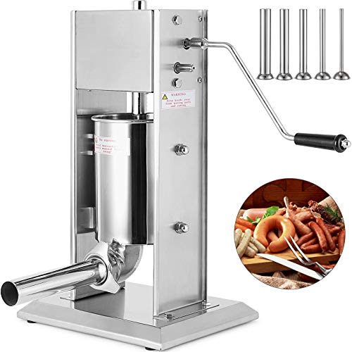 Anhon Embutidora De Salchichas Vertical Acero Inoxidable Dos Velocidades 3L Hacer Salchichas Chorizo Hot Dogs Bratwurst Etc Adecuado Tanto para Uso Doméstico como Comercial