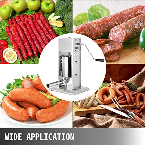 Anhon Embutidora De Salchichas Vertical Acero Inoxidable Dos Velocidades 7L Hacer Salchichas Chorizo Hot Dogs Bratwurst Etc Adecuado Tanto para Uso Doméstico como Comercial