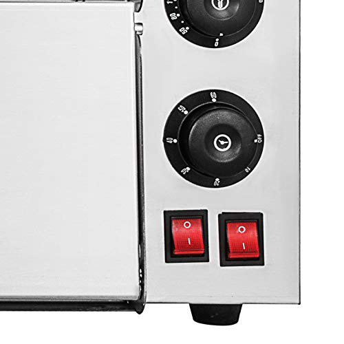 Anhon Horno de Pizza Eléctrico de 3KW Horno para Pizza con Cajón de Pizza Acero Inoxidable 350 ℃ Mini Horno de Sobremesa Eléctrica 220V Horno del Pan Horno Grade Hornear para Restaurante