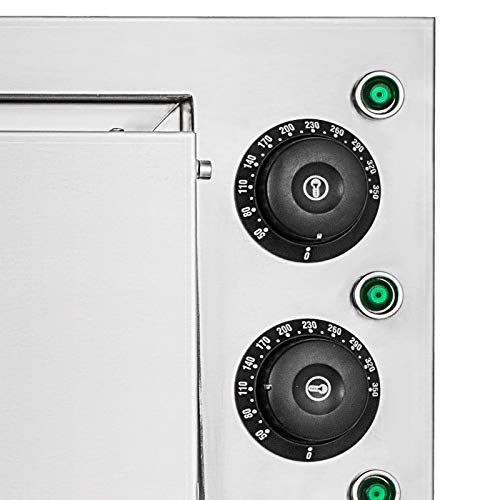 Anhon Horno de Pizza Eléctrico de 3KW Horno para Pizza con Cajón de Pizza Acero Inoxidable 350 ℃ Mini Horno de Sobremesa Eléctrica 220V Horno del Pan Horno Grade Hornear para Restaurante