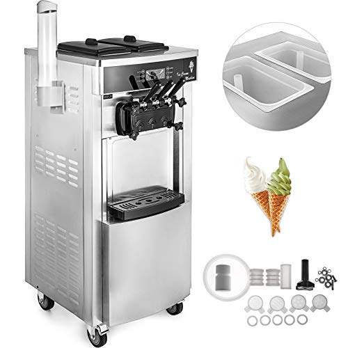 Anhon Máquina de Helados Soft Heladera Maquina Helados Soft Comercial Maquina Helados Soft con 2 + 1 Sabores Vertical Ice Cream Maker 2200W Máquina de Helado de Servido Suave 6L*2