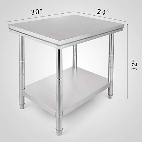 Anhon Mesa de Trabajo de Acero Inoxidable 60x76x80cm Tabla de Cocina Profesional Cocina de Acero Inoxidable Tabla de Trabajo de Cocina de Acero Inoxidable de Catering