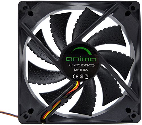 Anima AF12 - Ventilador para ordenador (ecológico y silencioso, 50.000 horas de funcionamiento, 12 cm, 9 aspas), color negro