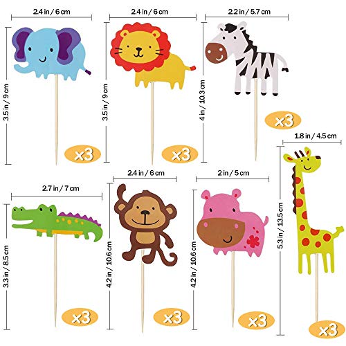 Animal Cupcake Toppers, 45 Piezas Animal Decoraciones de la Torta, Animales Cupcake Toppers, Feliz Cumpleaños Pastel Topper, para Niños Ducha de Bebé Fiesta de Cumpleaños DIY Decoración Suministros