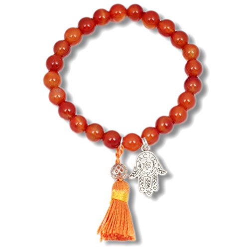 Anisch de la Cara Mujeres Pulsera Chakra Sacro - Pulsera de Piedras Preciosas con Flujo curativo de Carneol Healing Flow - Arte no 2350-f