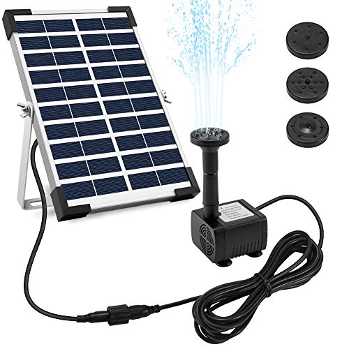 Ankway Bomba Solar 12V con Cable de 3,25M/128, 5W Kit Bomba de Agua Solar Sumergible con Soporte para jardín Estanque Patio Piscina poza, la circulación del Agua, Flujo máximo 380L/H(84gal /h)