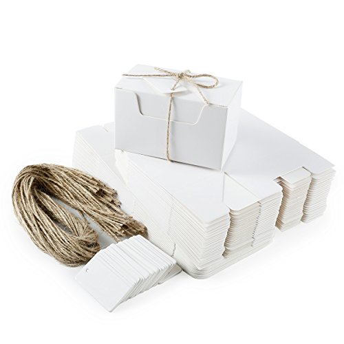 Anladia Set de 50 Cajas para Dulces Regalos Jabón Caja Kraft Blanco de Boda Rútico Cajita de Rectángulo Kraft Paper Blanco