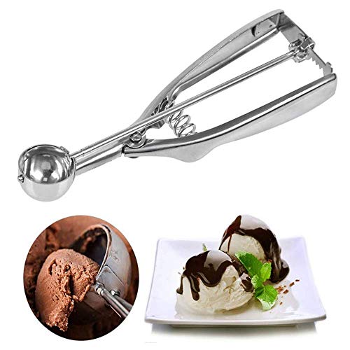 Anlising - Cuchara de helado de acero inoxidable de 40 mm, para helado de acero inoxidable, para helado, galletas, pastas, melón, plata