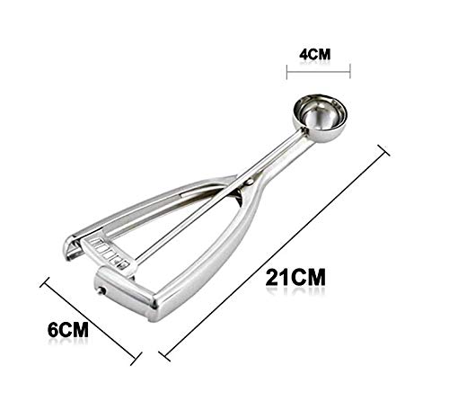 Anlising - Cuchara de helado de acero inoxidable de 40 mm, para helado de acero inoxidable, para helado, galletas, pastas, melón, plata