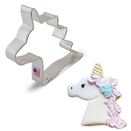 Ann Clark Cookie Cutters Cortador de galletas cabeza de unicornio - 10 cm - Acero fabricado en EE. UU.