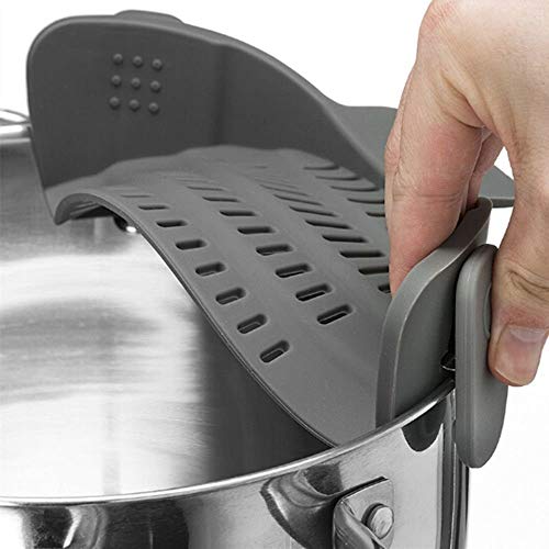 ANNIUP - Colador Ajustable de Silicona para Cocina, con Clip, para Olla/sartén/Cuenco, colador de Alimentos, Frutas, Verduras, Embudo para Lavar Aceite Caliente o frío, Agua de Sopa al Azar