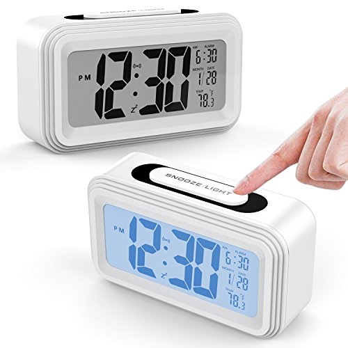 Annsky Despertador Digital, LCD Pantalla Reloj Alarma Inteligente Simple y con Pantalla de Fecha y Temperatura Función Despertador, función Snooze y luz Nocturna