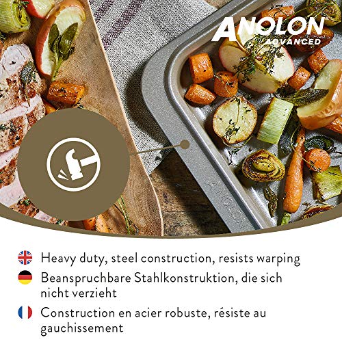 Anolon Advanced 2 bandejas para Horno, bandejas de Acero Antiadherente de Calidad, bandejas de Cocina aptas para el lavavajillas, Set de Acero al Carbono con garantía de por Vida