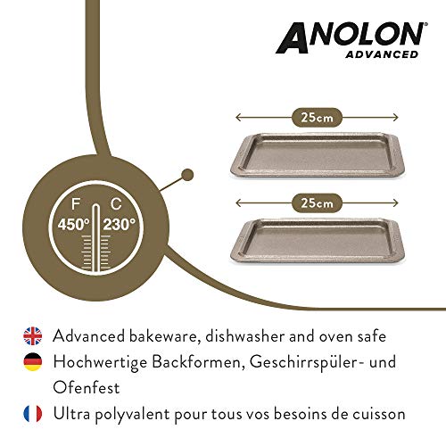 Anolon Advanced 2 bandejas para Horno, bandejas de Acero Antiadherente de Calidad, bandejas de Cocina aptas para el lavavajillas, Set de Acero al Carbono con garantía de por Vida