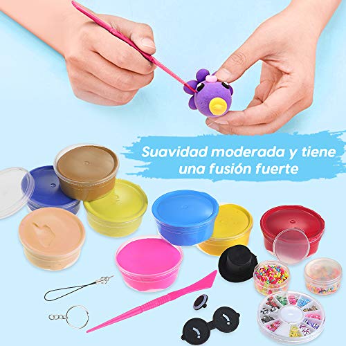 Anpro 28 Colores Air Dry Clay, Kit de Arcilla Seca al Aire,Masa de Modelado Creativo con Varias Decoraciones y Herramientas de Artesanía, Regalos para Niños, Conjunto de Arte para Niños