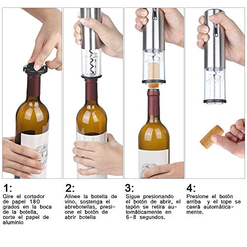 Anpro Sacacorchos Electrico Recargable para Botellas,Sacacorchos Profesional Automático de Vino,Abridor de Botellas Electrico,Kit Regalo de Vinos para Navidad